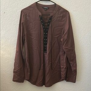 Express womens Brown Lace-Up Shirt